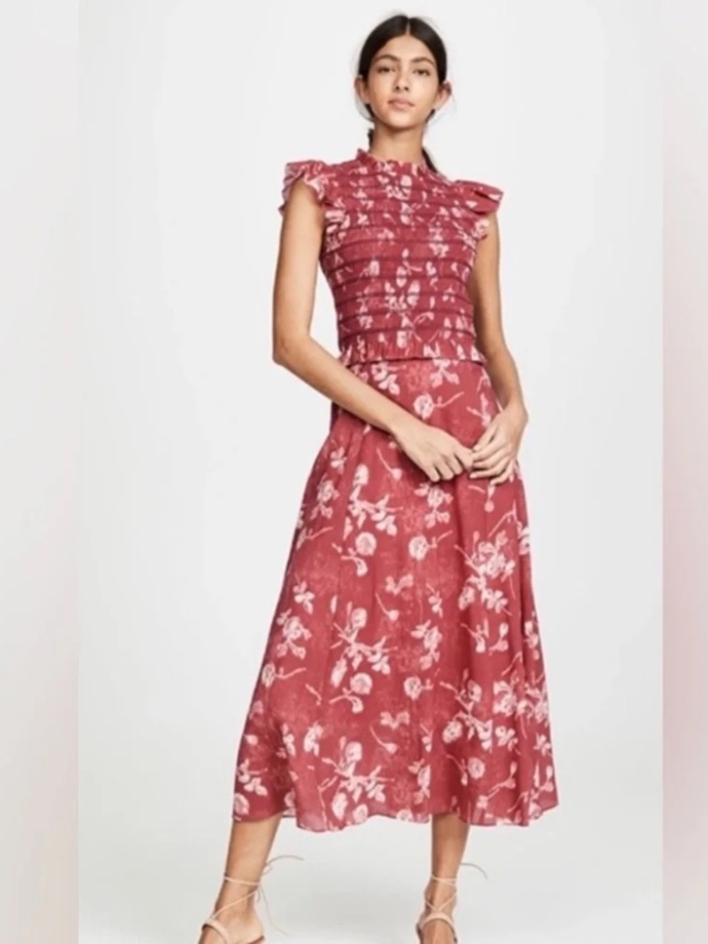 Sea New York - Monet Midi Dress Red - Size 8